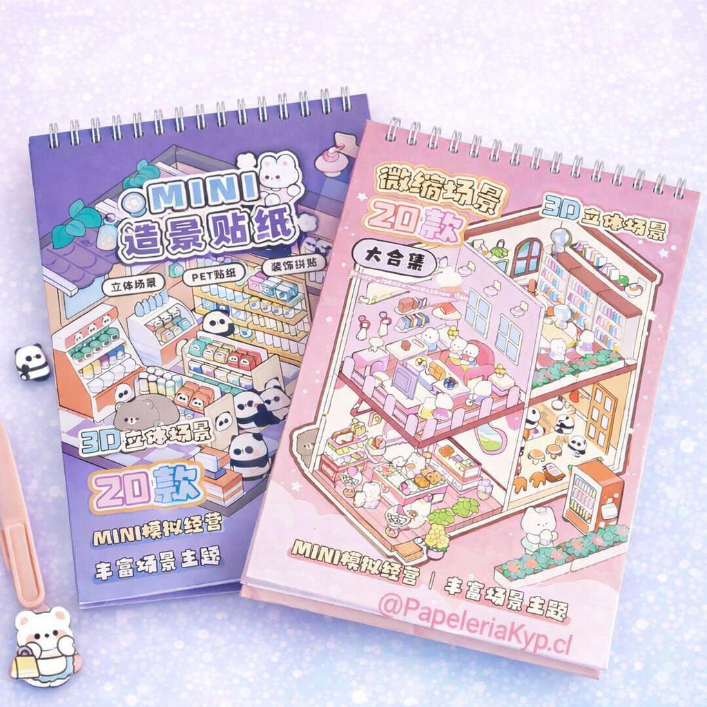 ✨ Libreta Argollada de Stickers con Escenarios ✨